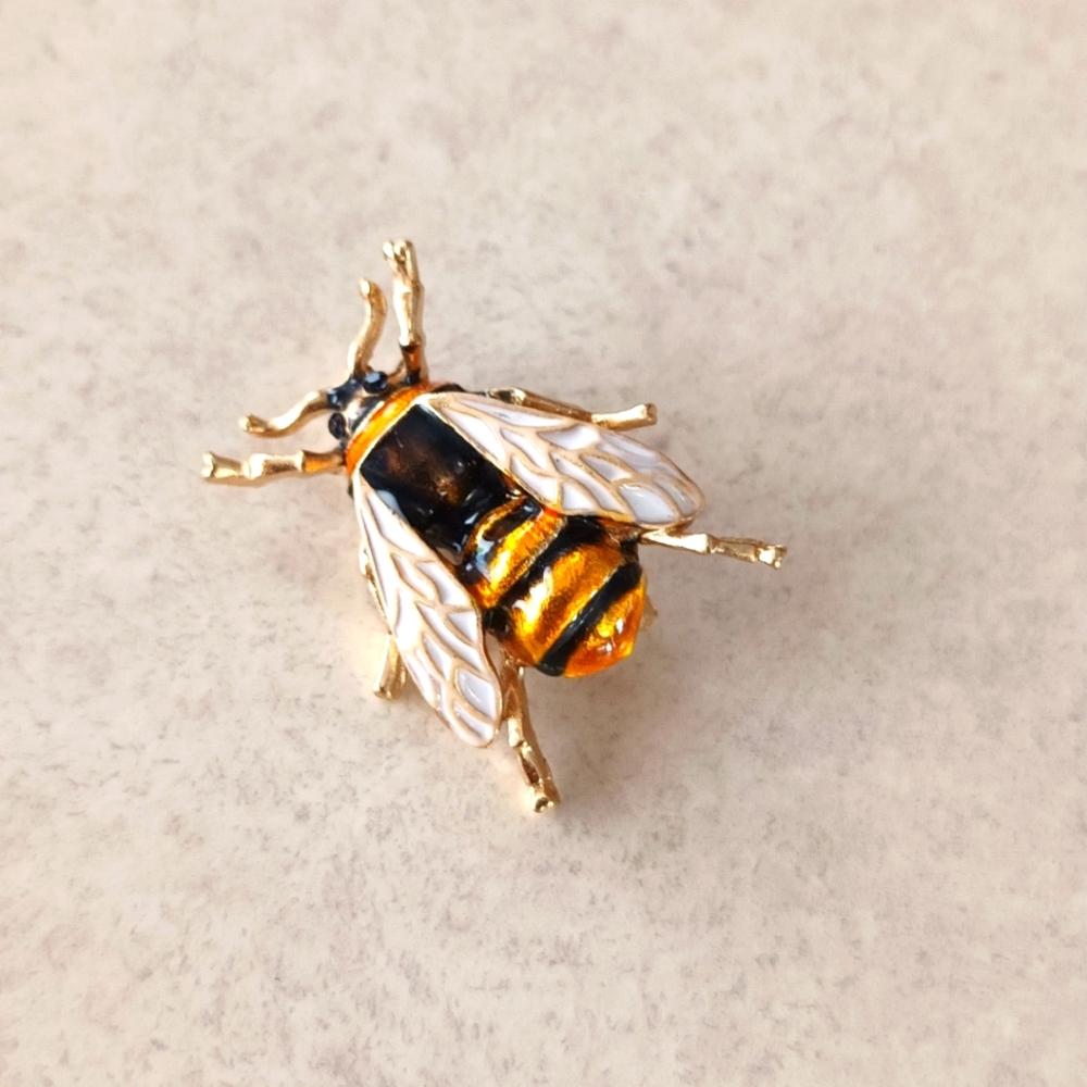 Gold and Black Bee Brooch
